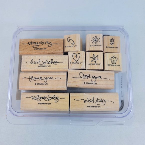 Short & Sweet Stamp Set Stampin’ Up! Words Wood Paper Crafts Card Making Scrapbo - Picture 3 of 7